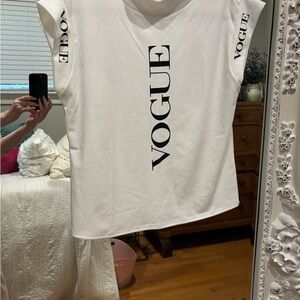 Vogue White Muscle Tee with Black Accents
